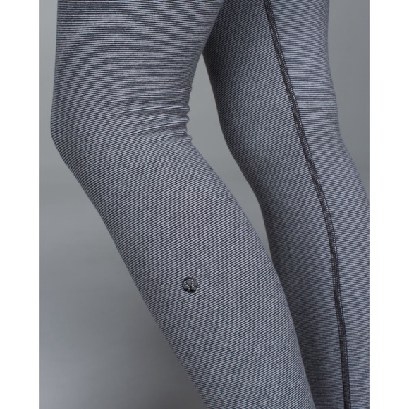 Lululemon Wunder Under Pant Cotton Stripe Black White Legging RARE - Picture 8 of 16